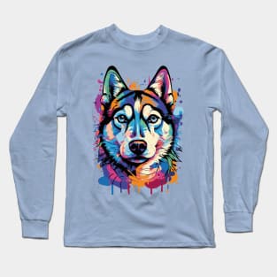 Cute Husky - Husky Colourful- Husky Lovers Long Sleeve T-Shirt